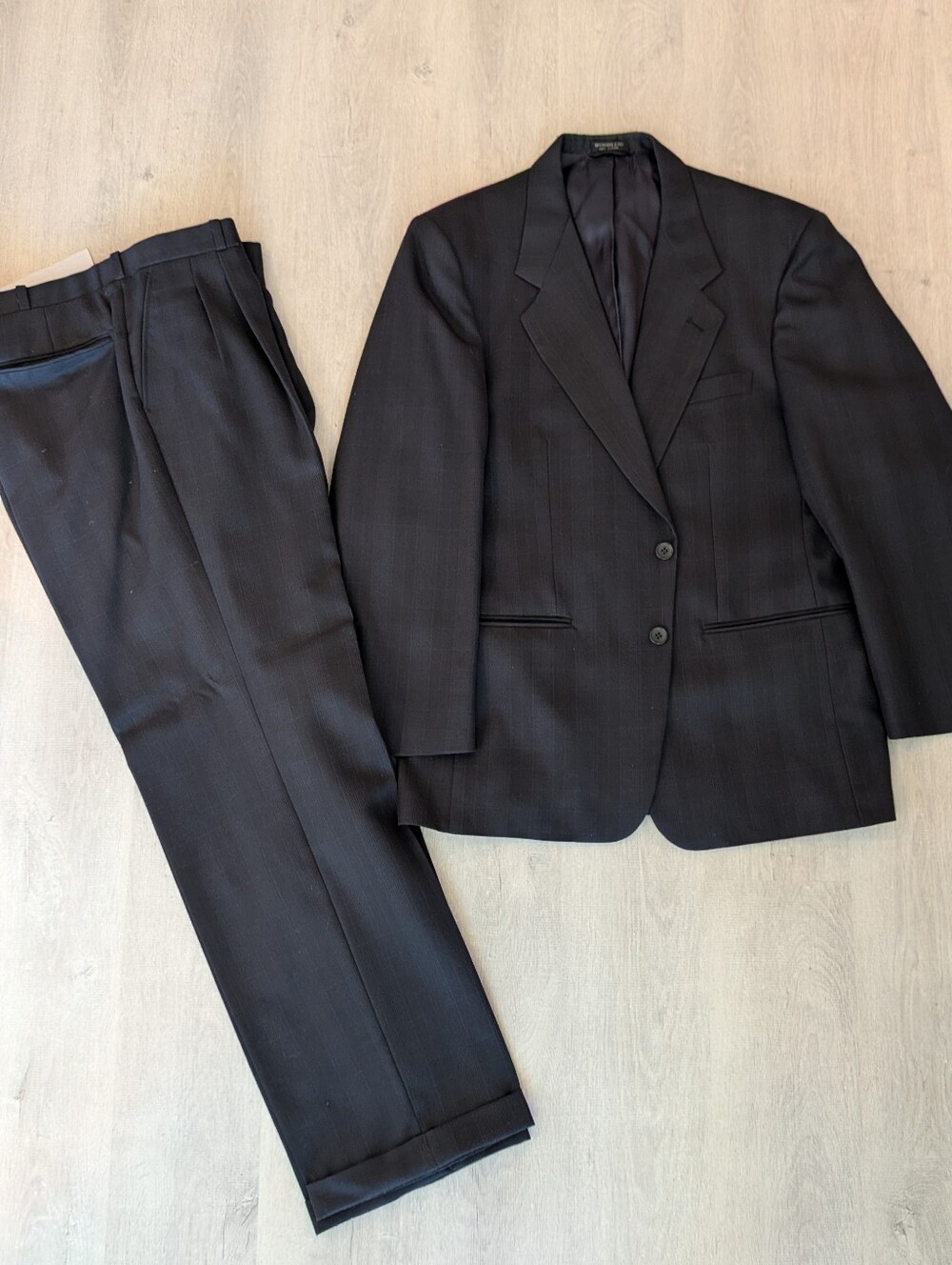 Men's Classic Black Plaid Two-Piece Suit Jacket & Pants From Bruno-Rosetti